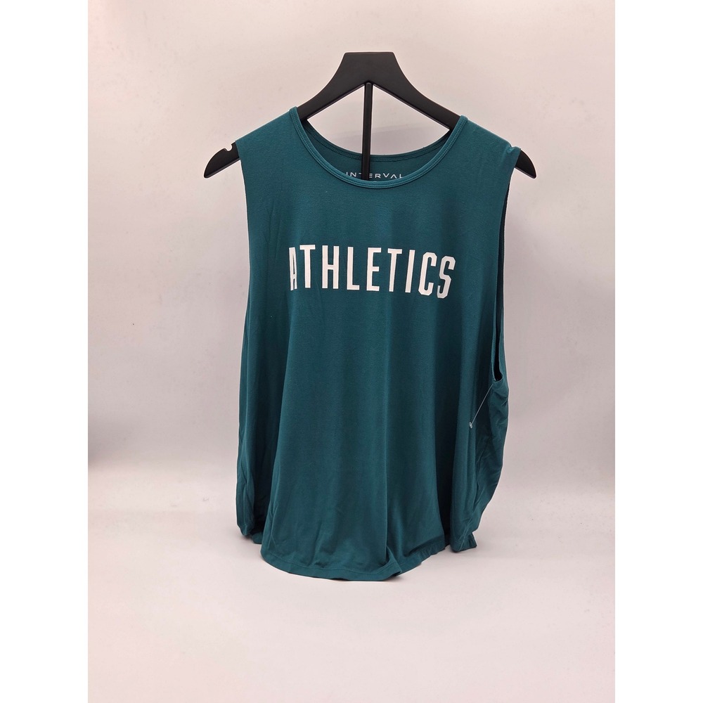 Interval Women's XL Teal Athletics Graphic Sleeveless Modal Tank Top